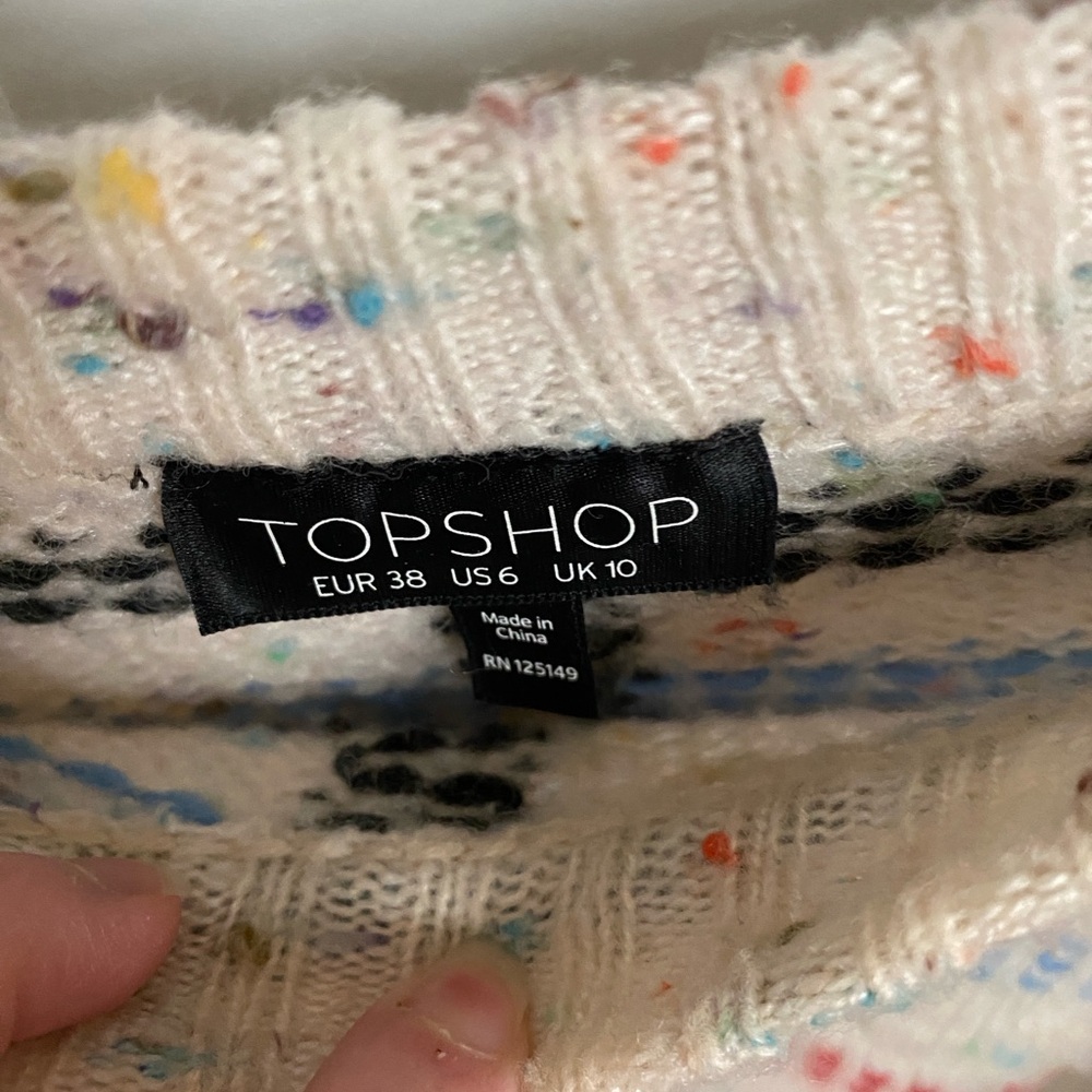 Topshop Cropped Patterned Sweater - image 2